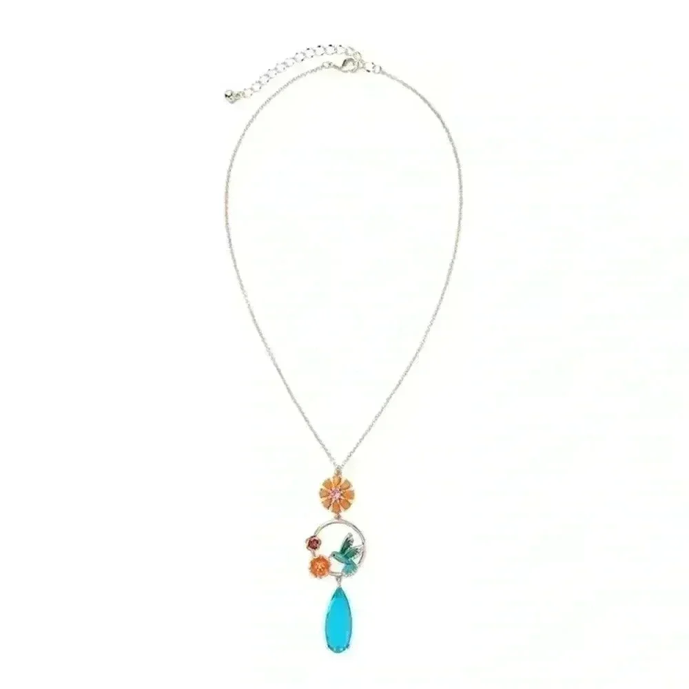 Enamel‎ hummingbird necklace